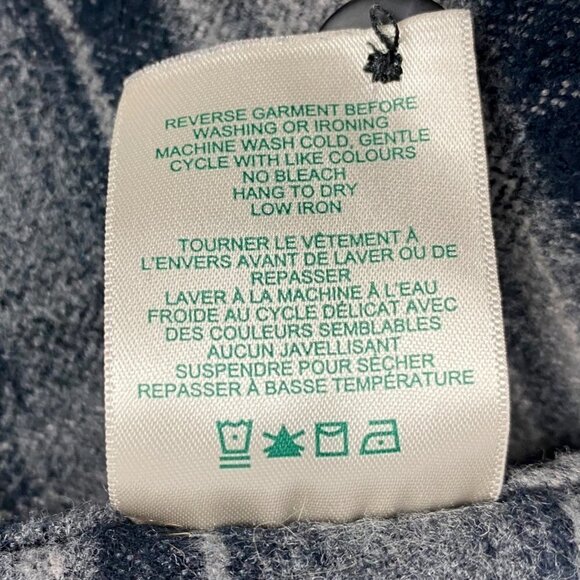 Roots Women's Dark Grey Plaid Button Up Long Sleeve Flannel Shirt US M - Picture 7 of 8